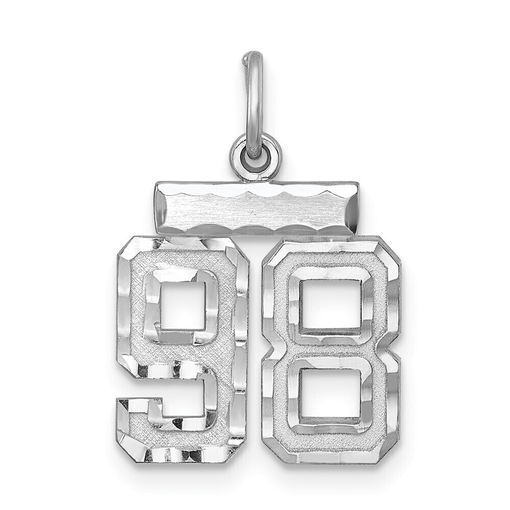 Kazi Luxury Sterling Silver Rhodium-plated Diamond-cut #98 Charm